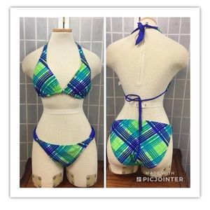 SO, swimsuit, blue/green, two pieces, size XL.: